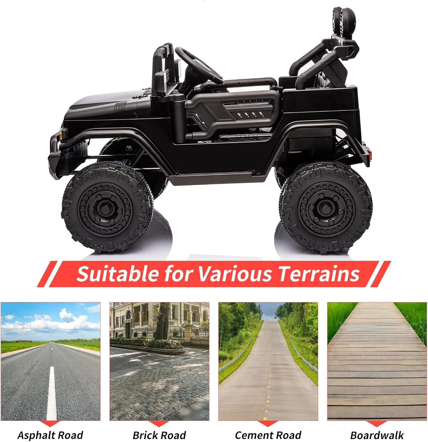 12V Battery Powered Electric Car，Licensed Toyota 12V Ride-On Truck for Kids with Remote Control, Music, LED Lights, Suspension System, Double Doors, Safety Belt for Toddlers-Black