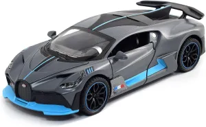1:32 Bugatti Toy Car Divo Metal Model Diecast Cars with Light and Sound Pull Back Toy Cars for Boys Kids Gift (Divo-Grey)