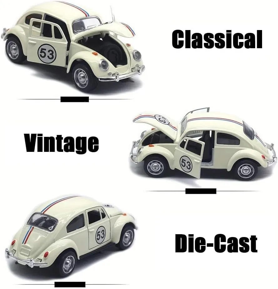 1:32 for Vintage Die-Cast Racing Car Metal Alloy, Manual Pull-Back, Suitable for Ages 3 ,Collectible Classical Car Present(Yellow)