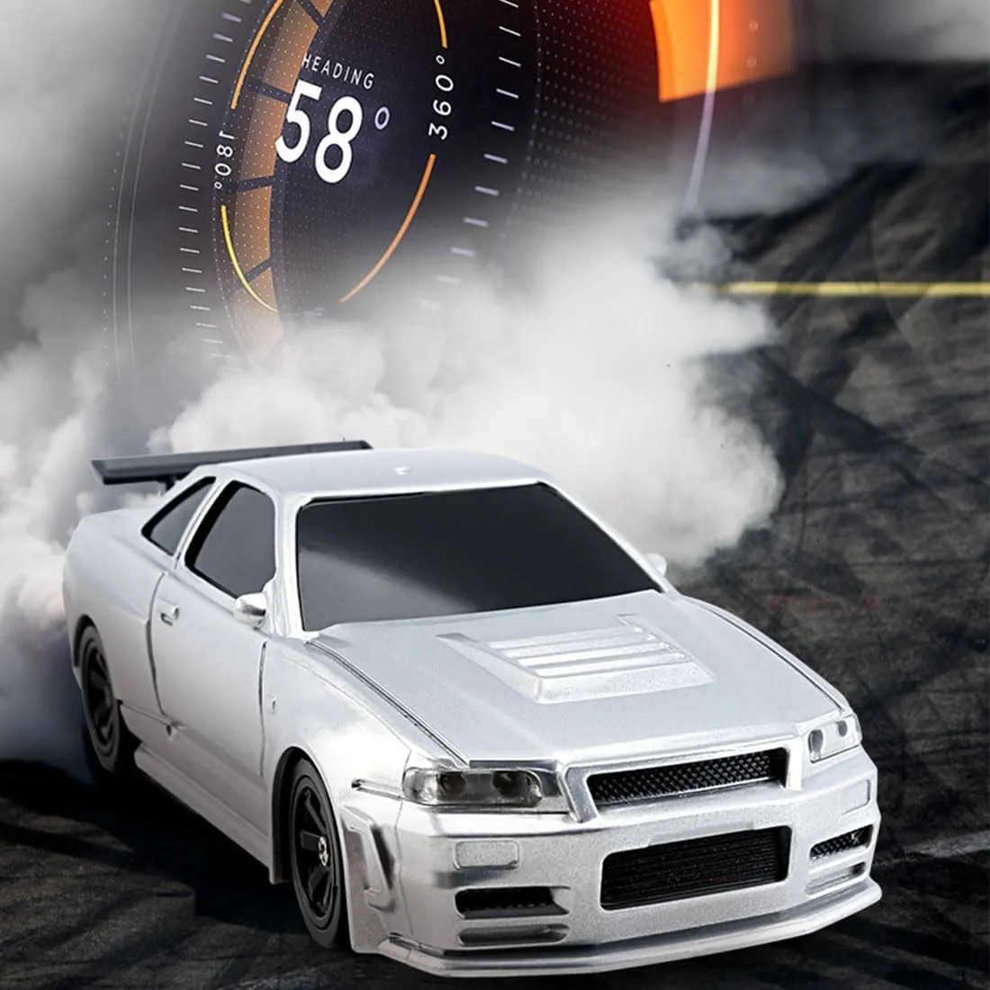 1/43 RC Drift RC Car, Mini RC Car 2.4G Remote Control Sports Car with Lights Kit, 4WD Racing Car RC Full Proportional, RC Drift Cars for Adults (Gyro Version)