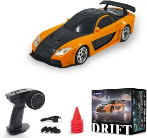 1/43 Scale Mini RC Drift Car, 2.4G Full Proportional Electric Racing Drift Car Model with Lights, 15KM/H Speed Remote Control Vehicle Toy Gift for Hobbyists & Adult