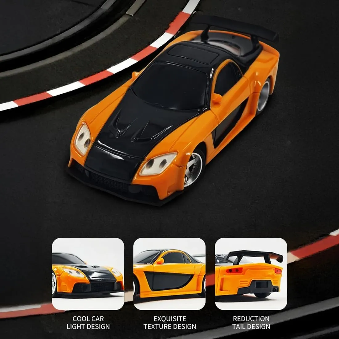 1/43 Scale Mini RC Drift Car, 2.4G Full Proportional Electric Racing Drift Car Model with Lights, 15KM/H Speed Remote Control Vehicle Toy Gift for Hobbyists & Adult