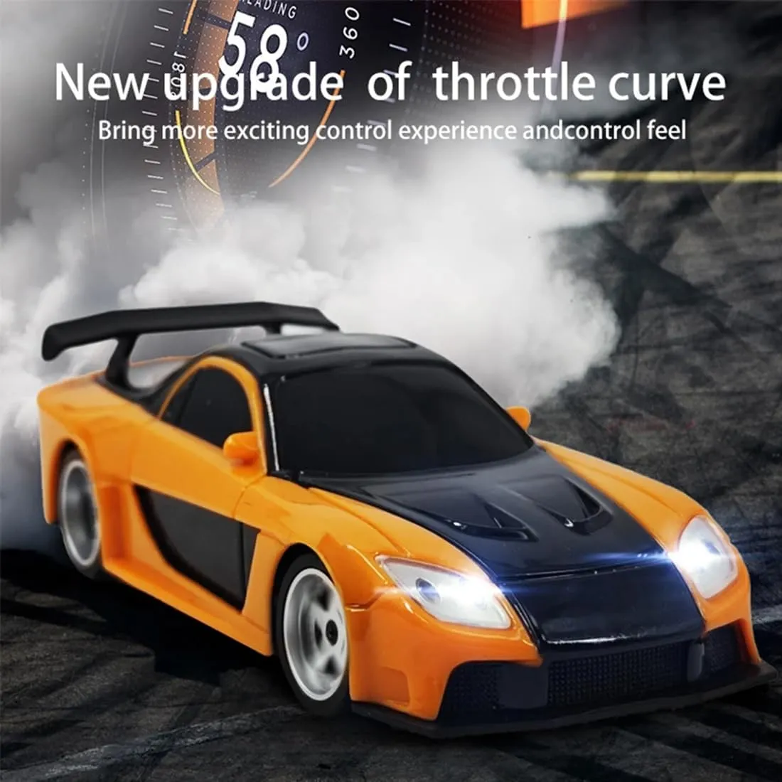 1/43 Scale Mini RC Drift Car, 2.4G Full Proportional Electric Racing Drift Car Model with Lights, 15KM/H Speed Remote Control Vehicle Toy Gift for Hobbyists & Adult
