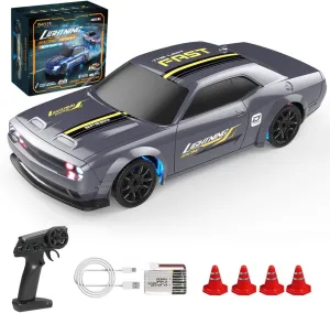 1/43 Scale Mini RC Drift Car, 2.4GHz 4WD Full-Proportional Control RC Racing Car with LED Light, Hobbyist Gift for Teens and Adults
