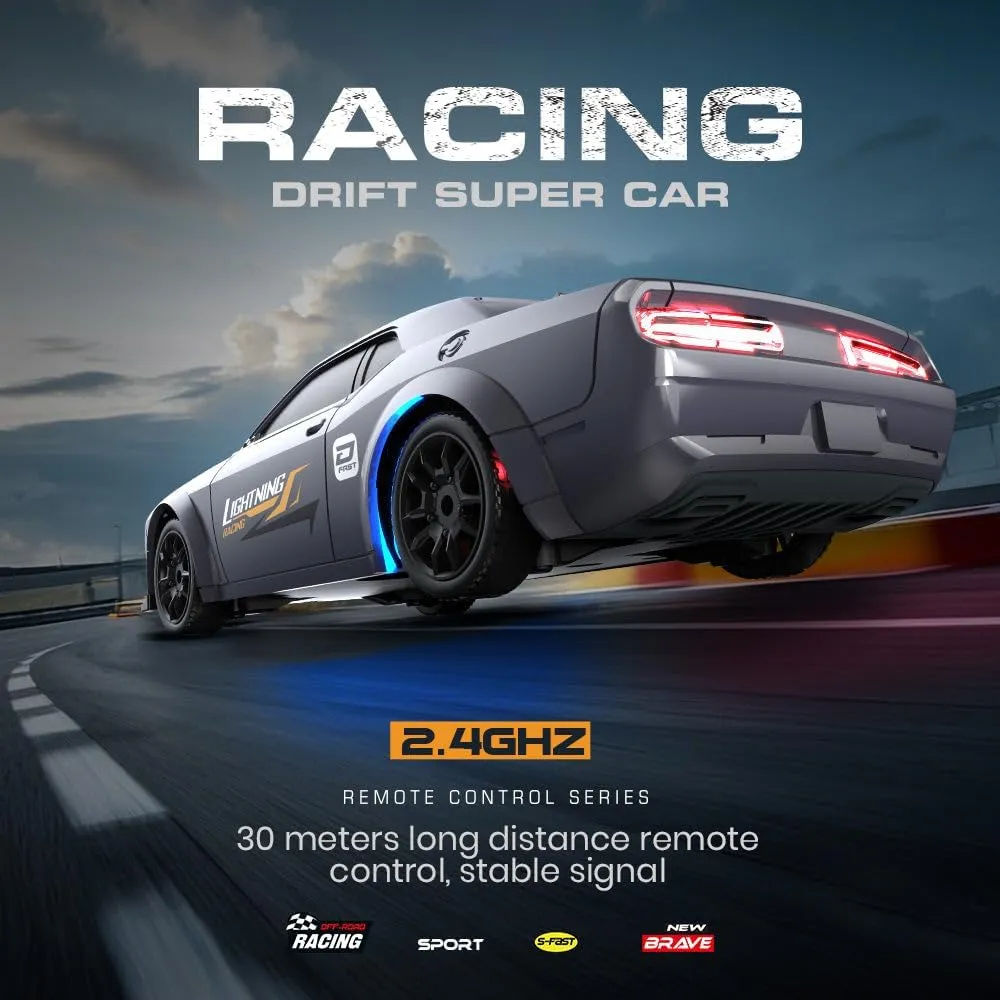 1/43 Scale Mini RC Drift Car, 2.4GHz 4WD Full-Proportional Control RC Racing Car with LED Light, Hobbyist Gift for Teens and Adults