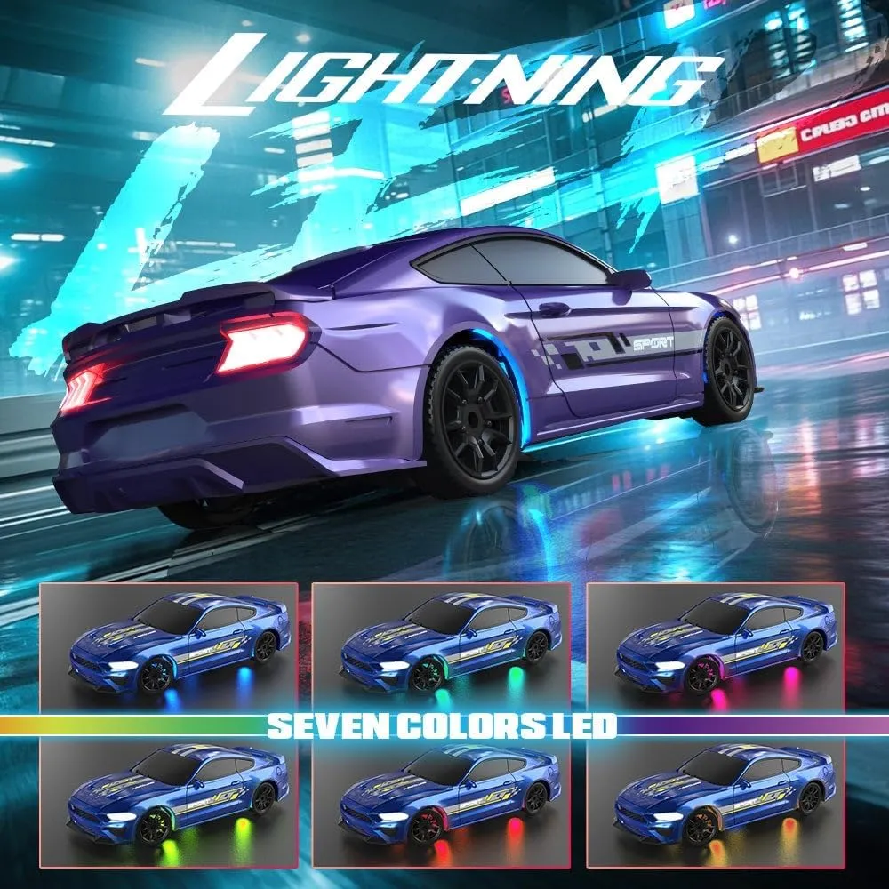 1/43 Scale Mini RC Drift Car, 2.4GHz 4WD Full-Proportional Control RC Racing Car with LED Light, Hobbyist Gift for Teens and Adults