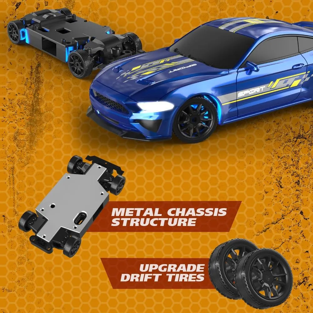 1/43 Scale Mini RC Drift Car, 2.4GHz 4WD Full-Proportional Control RC Racing Car with LED Light, Hobbyist Gift for Teens and Adults