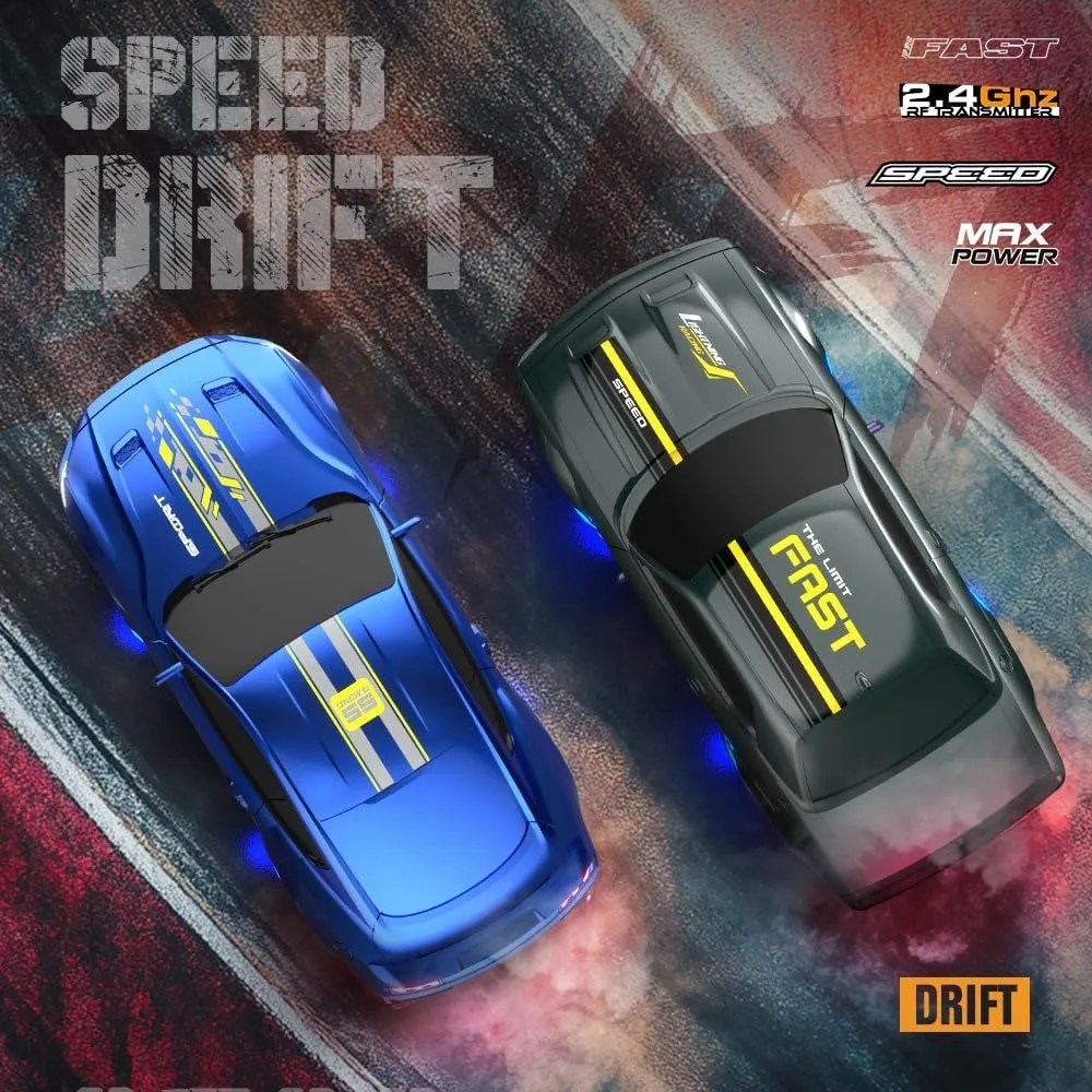 1/43 Scale Mini RC Drift Car, 2.4GHz 4WD Full-Proportional Control RC Racing Car with LED Light, Hobbyist Gift for Teens and Adults