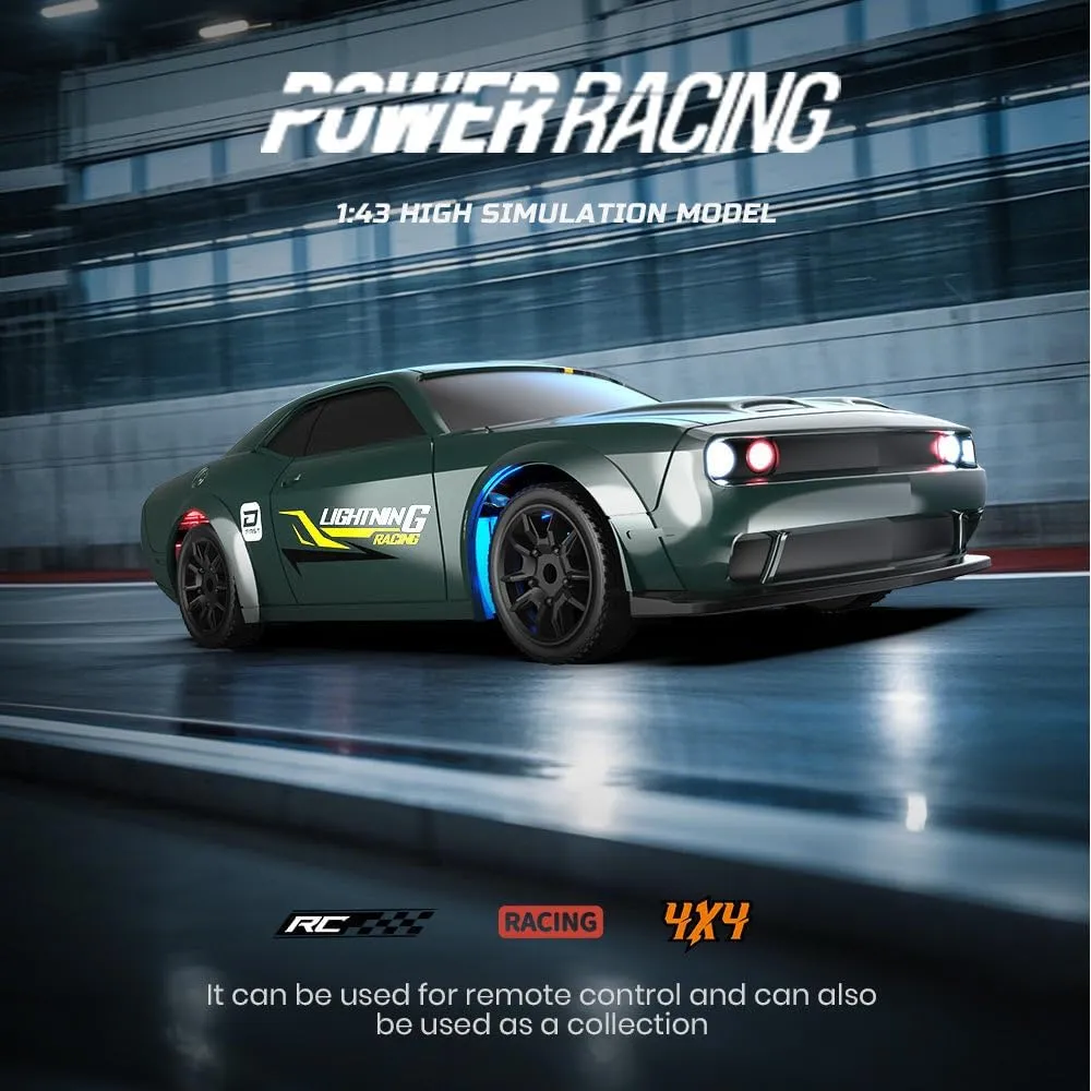 1/43 Scale Mini RC Drift Car, 2.4GHz 4WD Full-Proportional Control RC Racing Car with LED Light, Hobbyist Gift for Teens and Adults