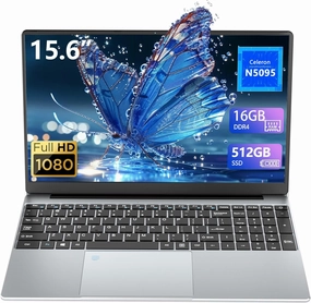 15.6 Inch Laptop, Gaming Laptop, Laptops 16GB 512GB SSD, Laptop Computer N5095, Traditional Laptop Computers 180 Angle Opening, Lap top Fingerprint Unlock Backlit Keyboard, 1920X1080 FHD IPS MINI-HDMI