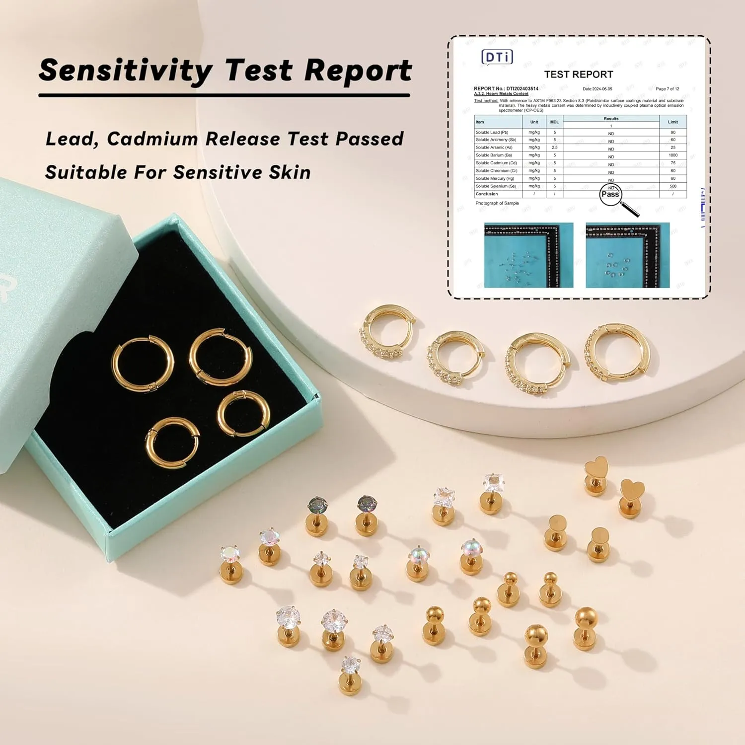 16 Pairs Surgical Steel Flat Back Earrings Set for Multiple Piercing Sensitive Ears Cartilage Hypoallergenic Earrings Small Huggie Hoop Earrings CZ Ball Stainless Steel Stud Earrings for Women Men