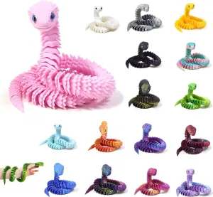 16 PCS 3D Printed Articulated Snakes, 12'' Movable Joint Fidget Viper Animal Model, Creative Ornaments Toys for Easter Home Office Tabletop Decor