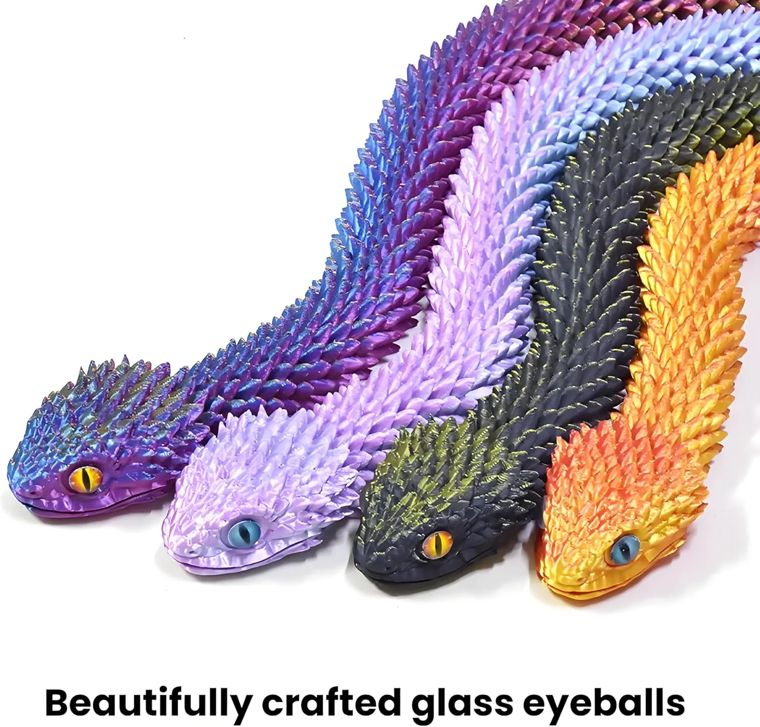 16 PCS 3D Printed Articulated Snakes, 12'' Movable Joint Fidget Viper Animal Model, Creative Ornaments Toys for Easter Home Office Tabletop Decor