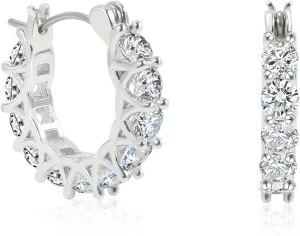 16/18mm Small Titanium Hoop Earrings Cubic Zirconia Pure Titanium Earrings for Sensitive Ears, Tiny Round Cuff/Cartilage CZ Huggie Earrings Hoops for Women Men