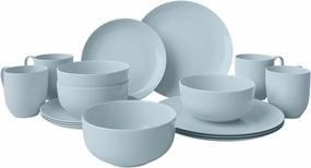 16-Piece Blue Bone China Dinnerware with Lightweight Durable Chip Resistant Design Service for 4