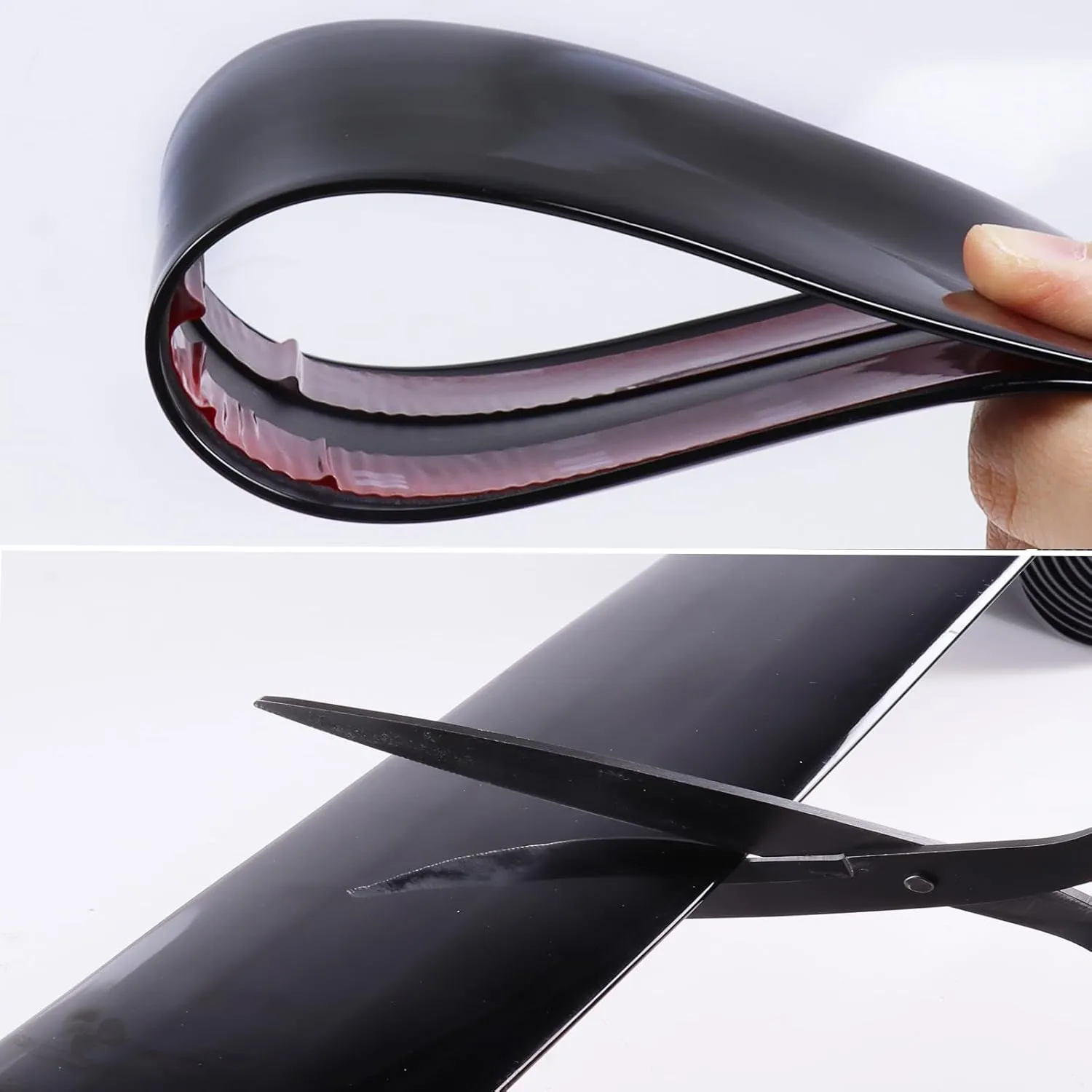 16FT Automotive Trim Molding Glossy Black 2-3/4"(70mm) Wide Heavy-Duty Car Side Moldings(Self Adhesive) UV Protected Scratch-Proof Decorative for Truck RV Body Side Door Window Bumper