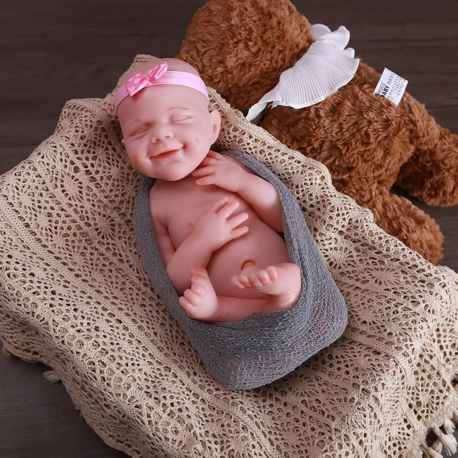 18.5 inch Realistic Full Silicone Baby Doll,Lifelike Reborn Baby Dolls, Toy, and Collectible Bald Girl (Girl)