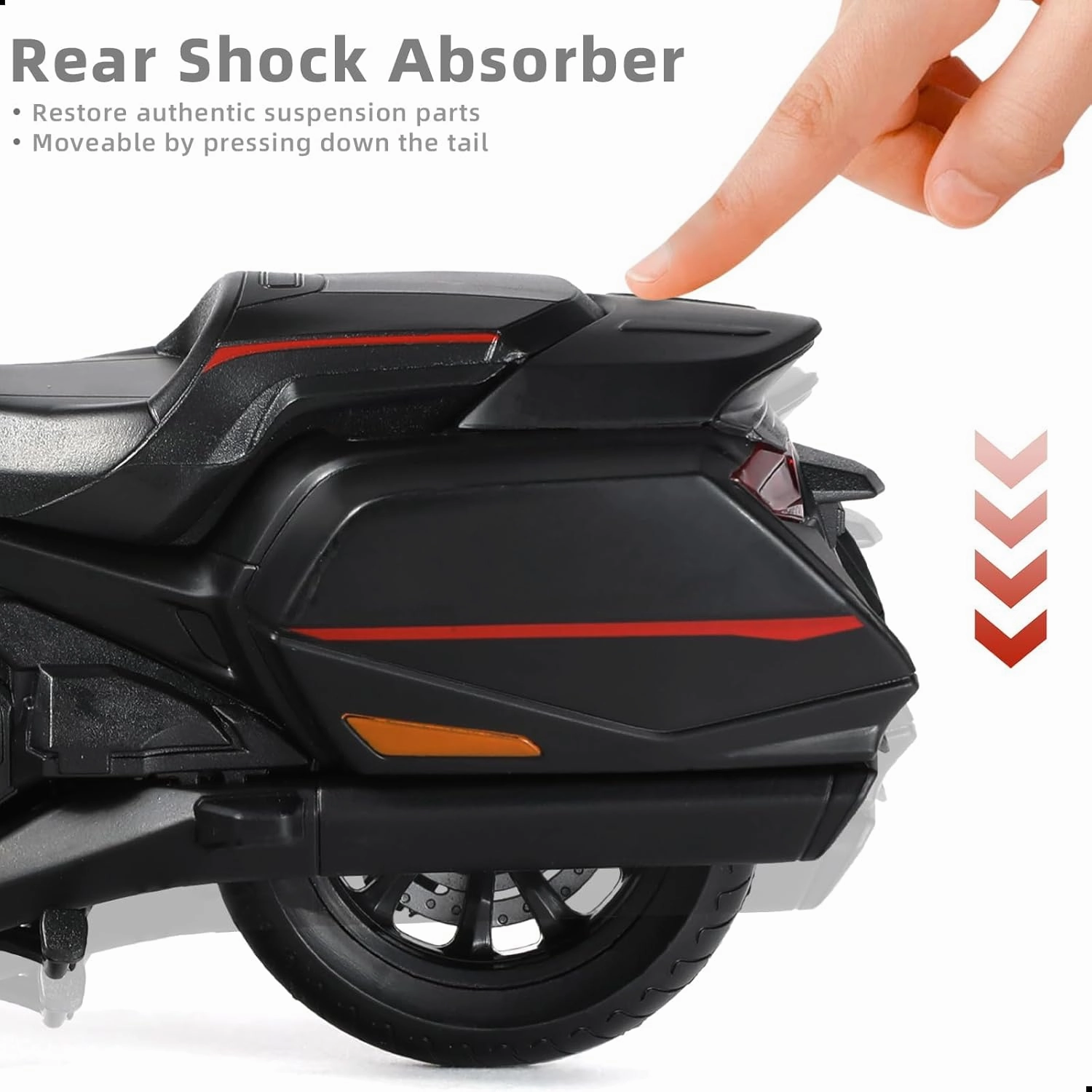 1:12 Motorcycle Model Toy for Honda Glodwing Metal Die-cast with Plastic Motorcycle Model for Welly No Assembly Required Mini Finished Moto Gift for Adult（Black）