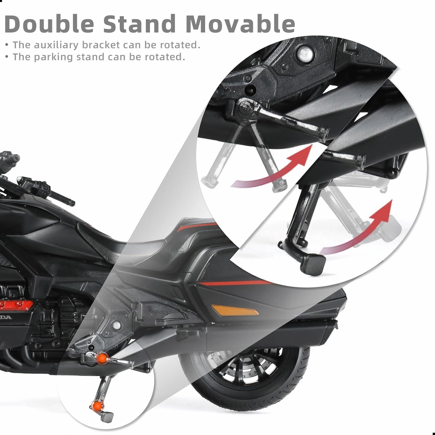 1:12 Motorcycle Model Toy for Honda Glodwing Metal Die-cast with Plastic Motorcycle Model for Welly No Assembly Required Mini Finished Moto Gift for Adult（Black）