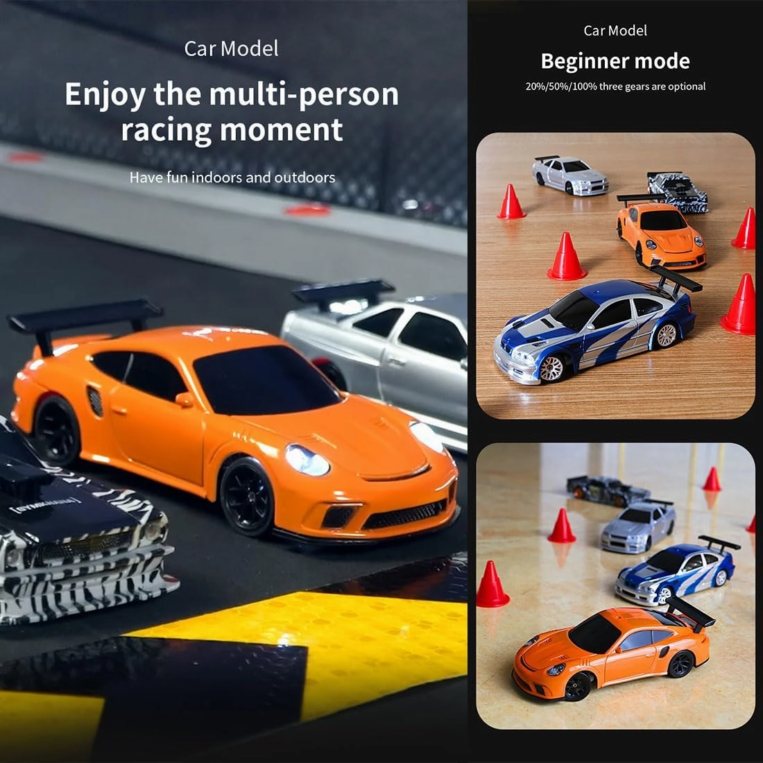 1/43 RC Drift Car for Adults, 2.4G Mini Remote Control Racing Car, 4WD Electric Sport Model With Lights - High Speed RTR Vehicle Gift, Type 1