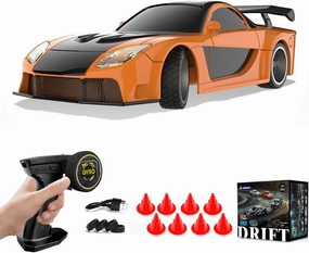 1/43 Scale Mini Drift Cars, Electric Full Proportional 2.4G Remote Control Racing Drift Car Model with Lights Kit, 15KM/H High Speed Vehicle Gift for Adults