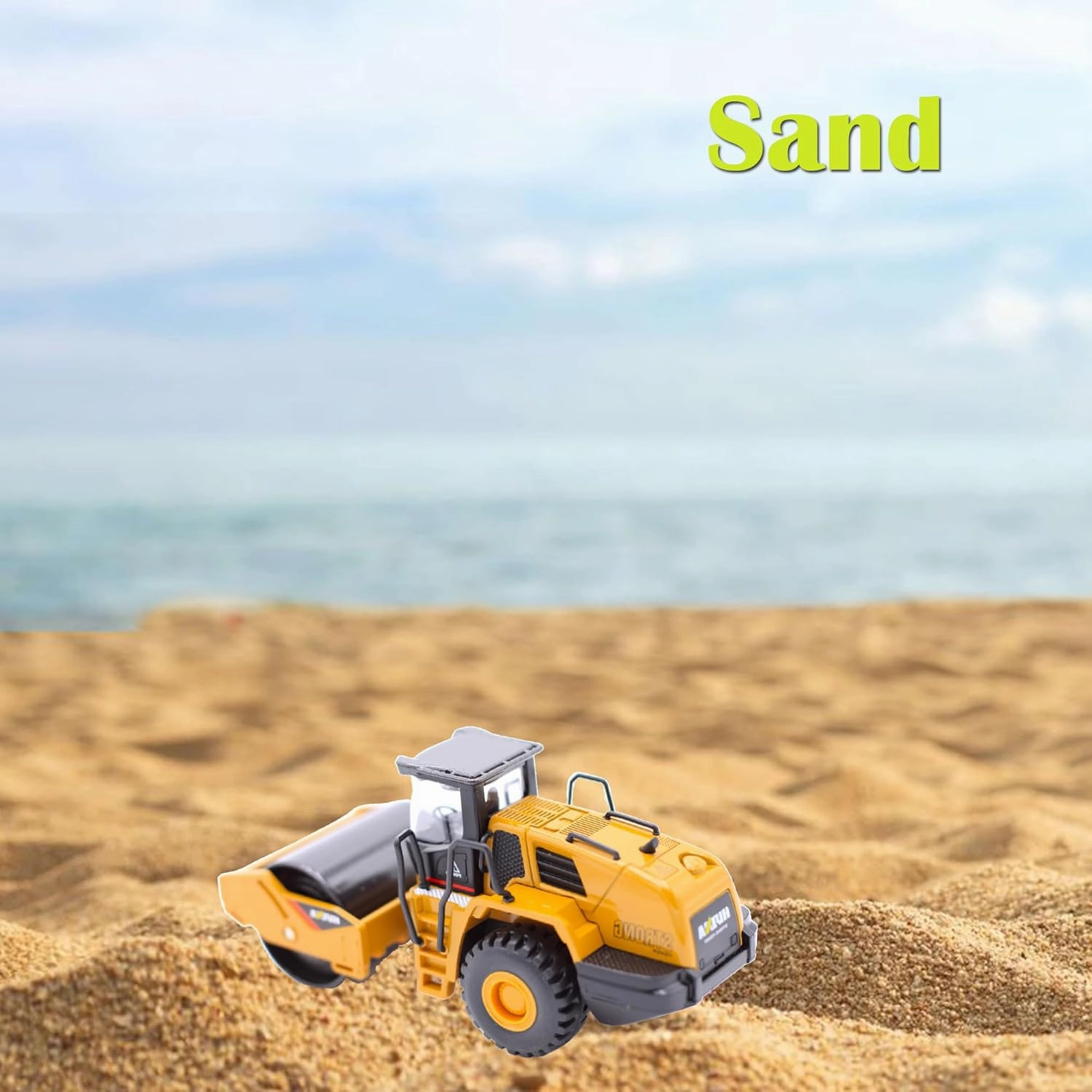 1/60 Scale Metal Large Road Roller Toy, Metal Construction Vehicles Model Toy, Outdoor Sandbox Car Toys, Birthday Gift Toddler Boy Kid Child