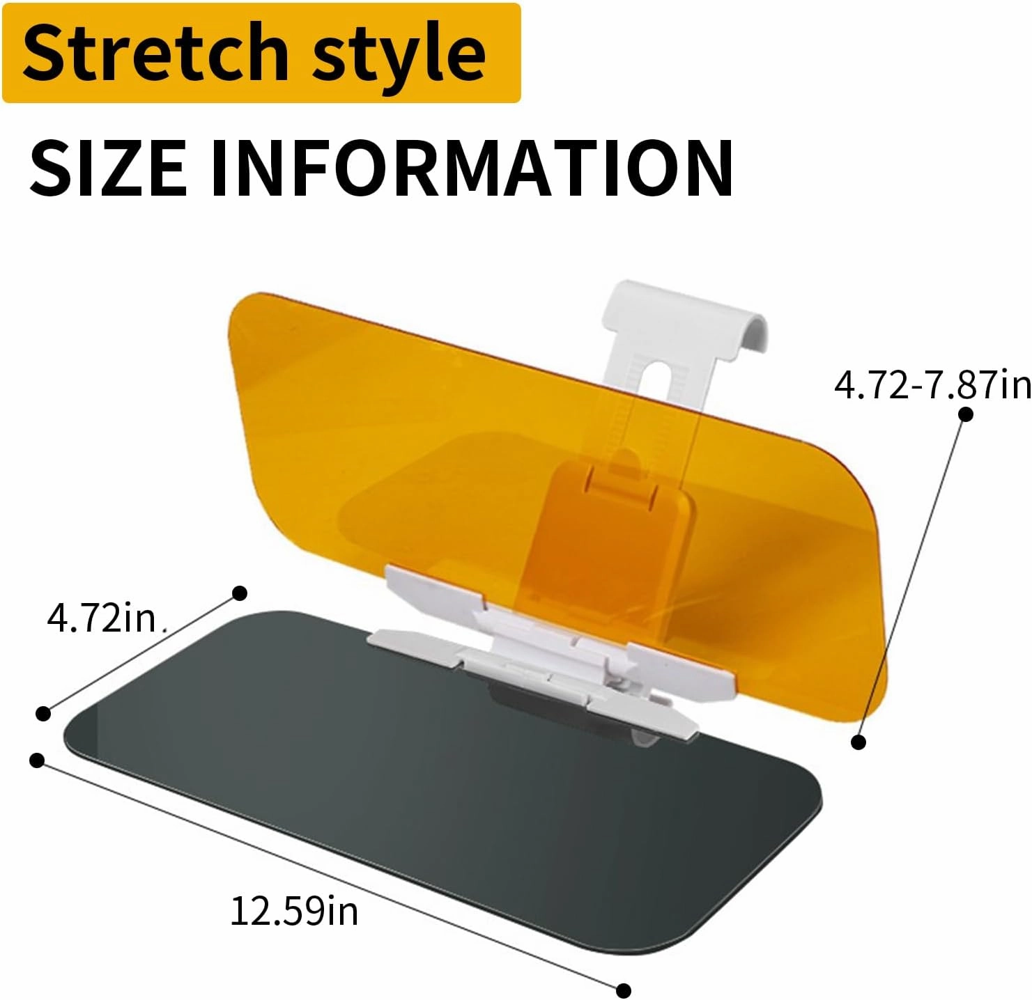 1 Pcs Car Sun Visor Extender Anti Glare Glasses, Yellow & Black Stretch Car Visor, Day and Night Anti-Glare Visor, 2 in 1 Anti-High Beam Goggles for Most Trucks Cars and Vans