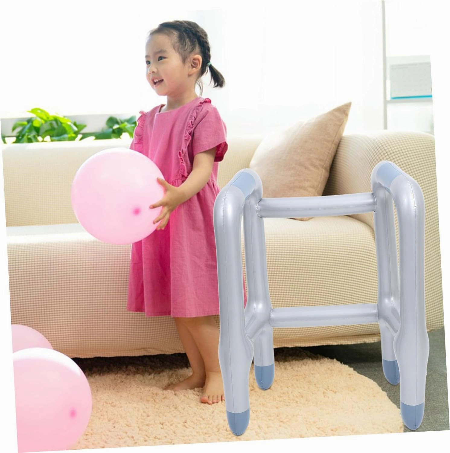 1set Inflatable Crutch Balloon Toy Creative Walking Aid Prop for Halloween Parties Stage and Pool Fun Lightweight PVC Design Quick Inflate Party Favor