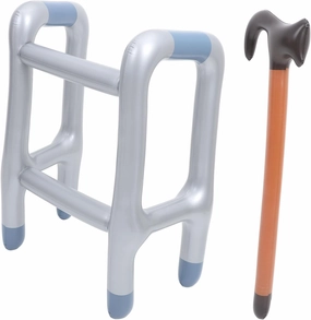 1set Inflatable Crutch Balloon Toy Creative Walking Aid Prop for Halloween Parties Stage and Pool Fun Lightweight PVC Design Quick Inflate Party Favor