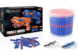 2 Foam Blaster Darts Toy Gun Set and 300 Refiil Darts Storage Bucket Fit for Nerf Guns N-Strike Elite Series -Birthday Party Gifts Party Supplies for Boys and Toddlers Aged 6-8 8-12 Years Old