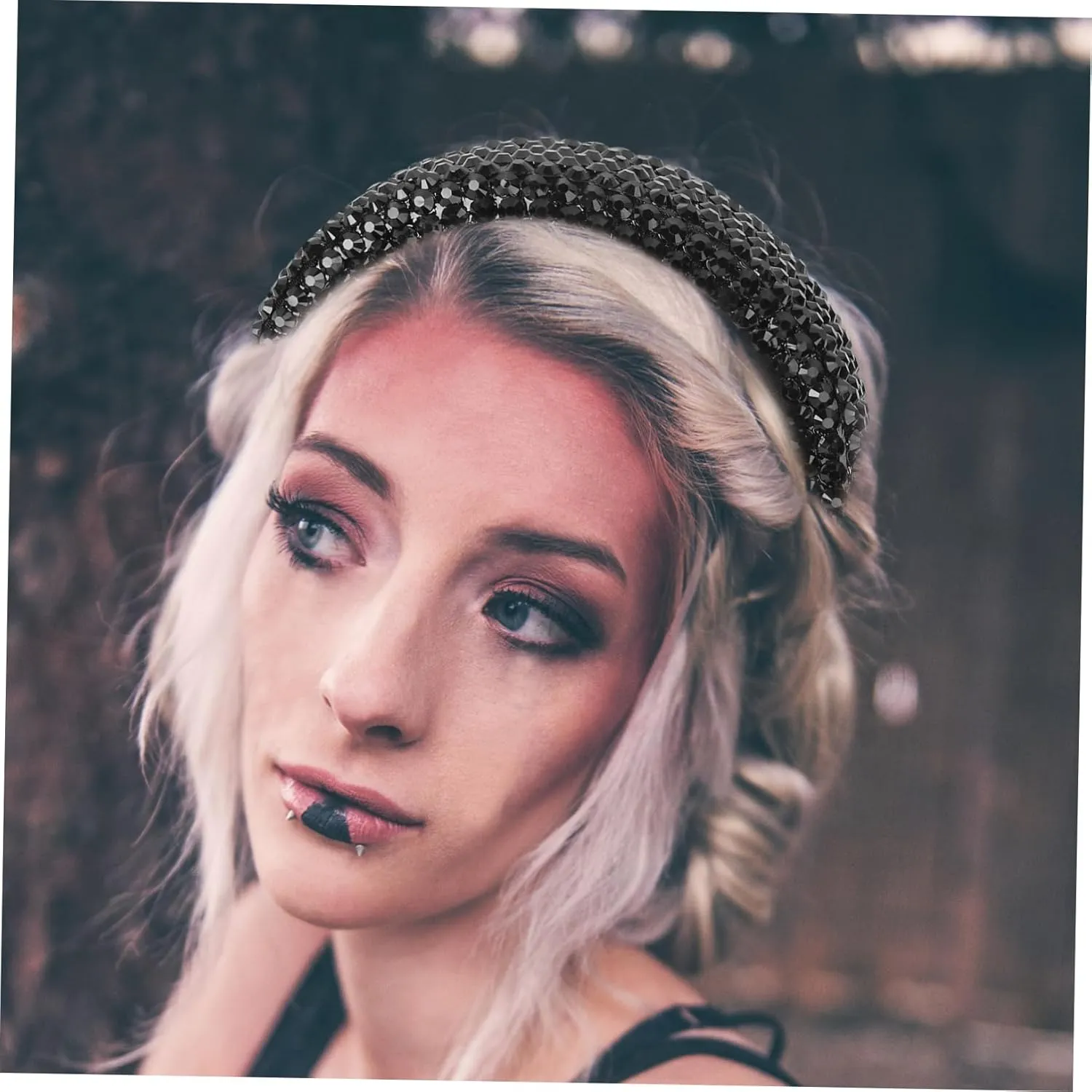 2 Pcs Fashionable Running Headband for Women Wide Bridal Headdress Glittering Rhinestones