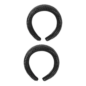 2 Pcs Fashionable Running Headband for Women Wide Bridal Headdress Glittering Rhinestones