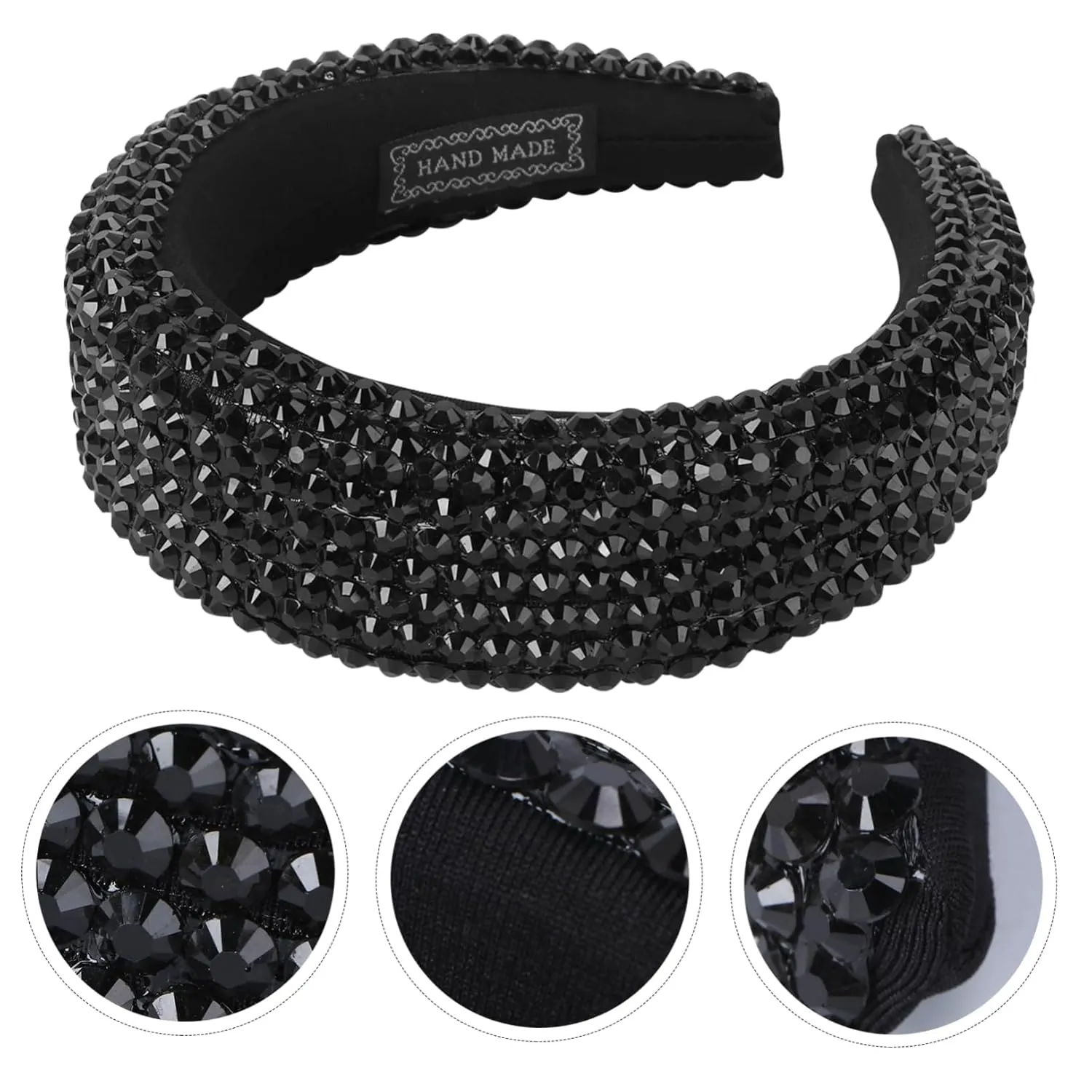 2 Pcs Fashionable Running Headband for Women Wide Bridal Headdress Glittering Rhinestones