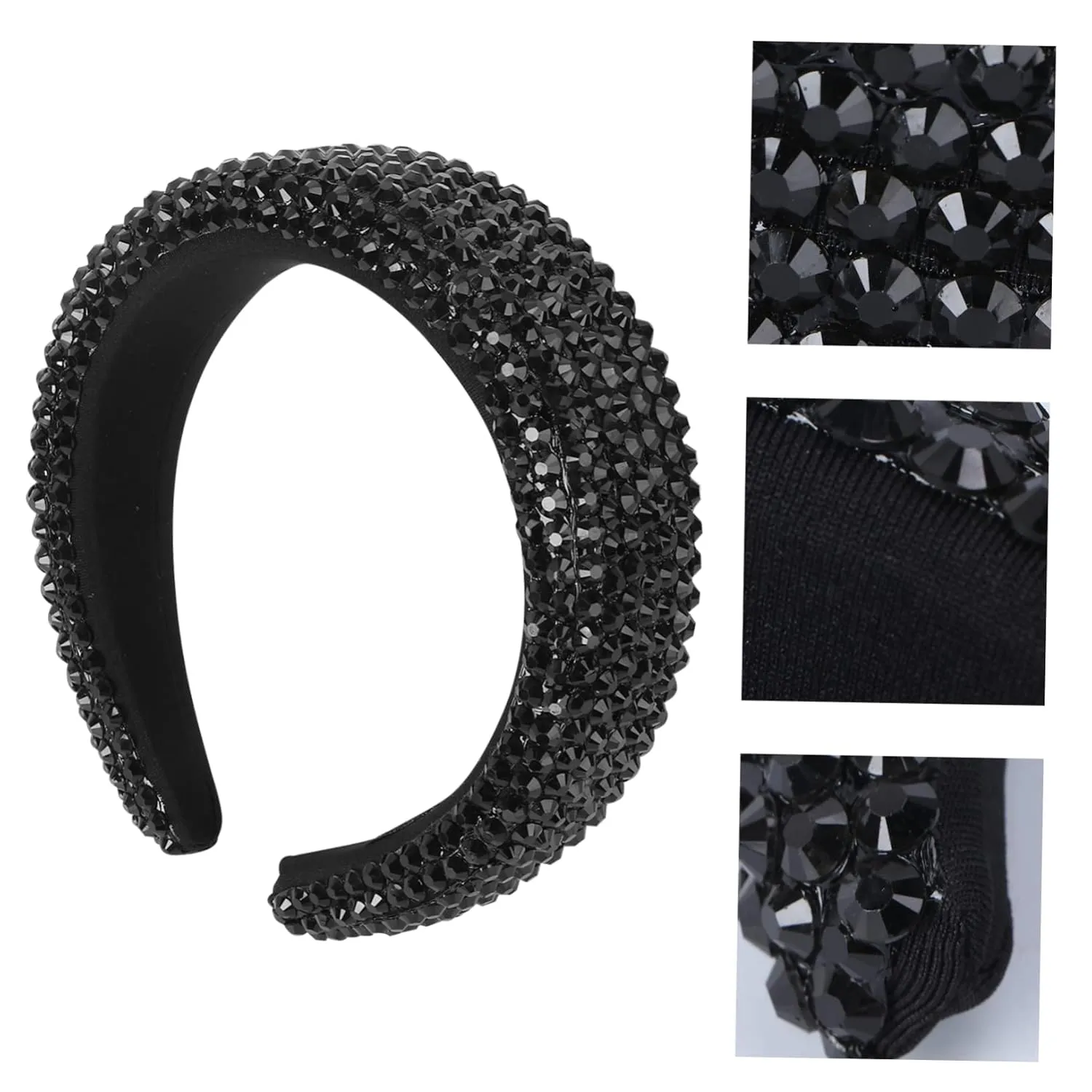 2 Pcs Fashionable Running Headband for Women Wide Bridal Headdress Glittering Rhinestones
