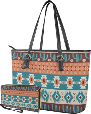 2 Piece Shoulder Bag for Women Travel, Matching Leather Wristlet Wallet, Tote Bag with Adjustable Hand Strap