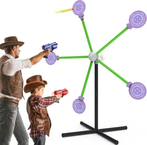 2-Player Shooting Game Toy, Foam Dart Toy Gun with Auto Reset Rotating Shooting Target, Ideal Gift for Kids Ages 6,7,8,9,10  Pink