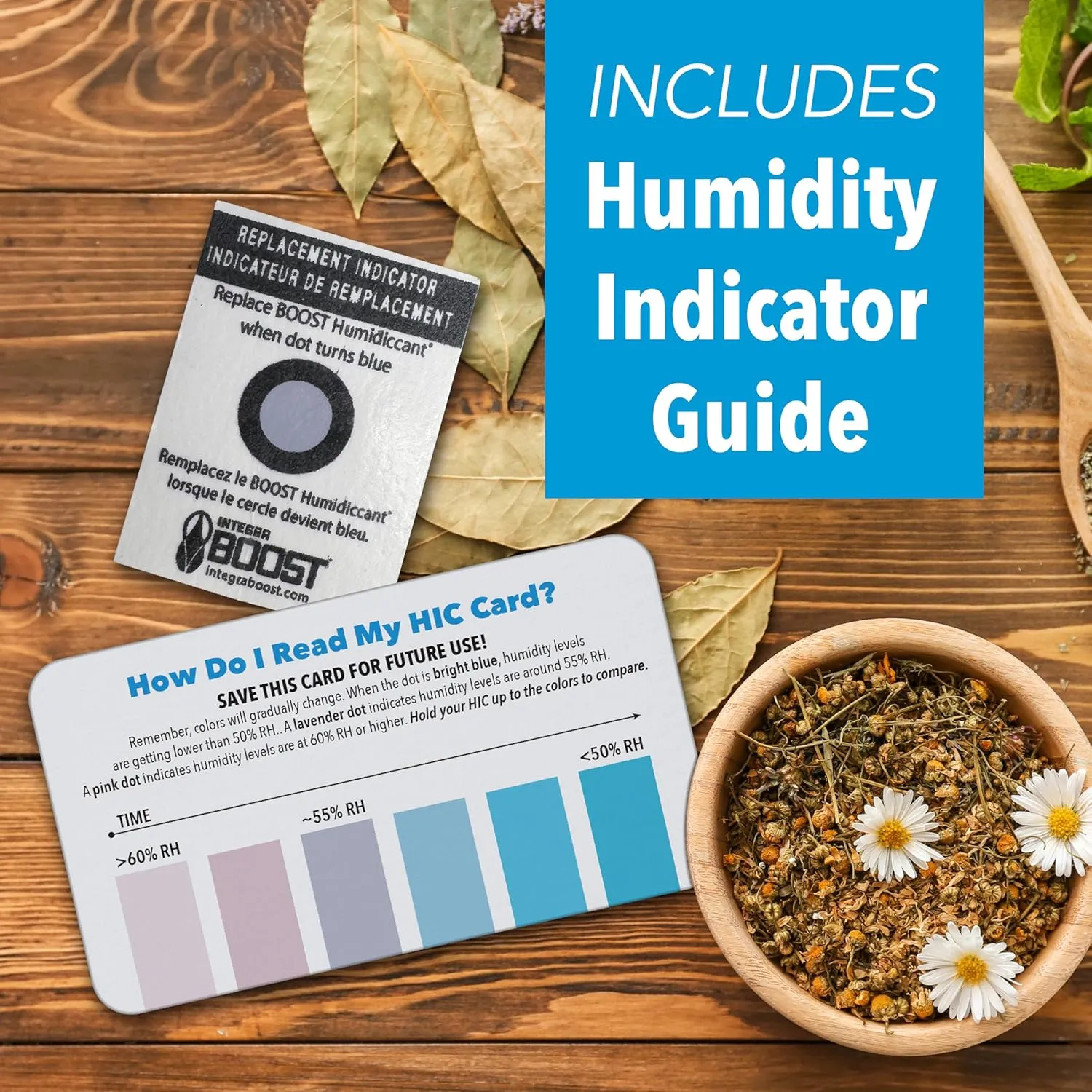 2-Way Humidity Control Pack - Preserve Flavor & Control Humidity at 62% RH - Moisture Absorber for Herbs, Spices & More - 8 Gram (Pack of 20)