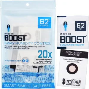 2-Way Humidity Control Pack - Preserve Flavor & Control Humidity at 62% RH - Moisture Absorber for Herbs, Spices & More - 8 Gram (Pack of 20)