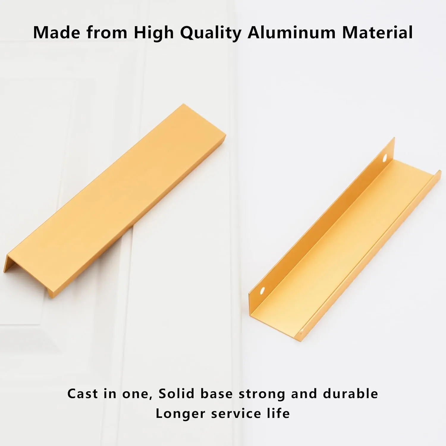 20 Pack Champagne Gold Modern Cabinet Handles Finger Edge Pulls for Cabinets, Finger Drawer Pulls Kitchen Drawer Tabs Pull Hardware Aluminum 5.9inch/150mm Length