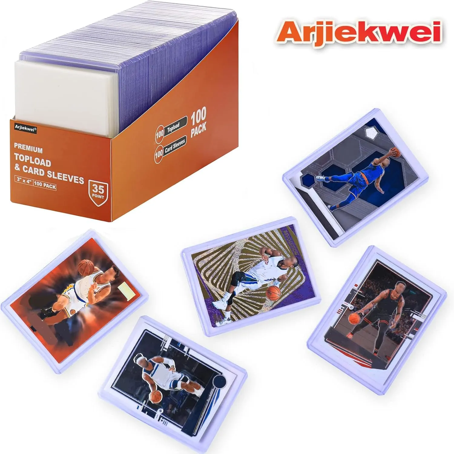 2000 Card Sleeves Top Loaders for Cards, Arjiekwei 3"X4" Baseball Card Protectors Hard Plastic, Premium Toploader Card Holder for Trading Sport Football Game Card(1000 Top Loaders   1000 Card Sleeves)