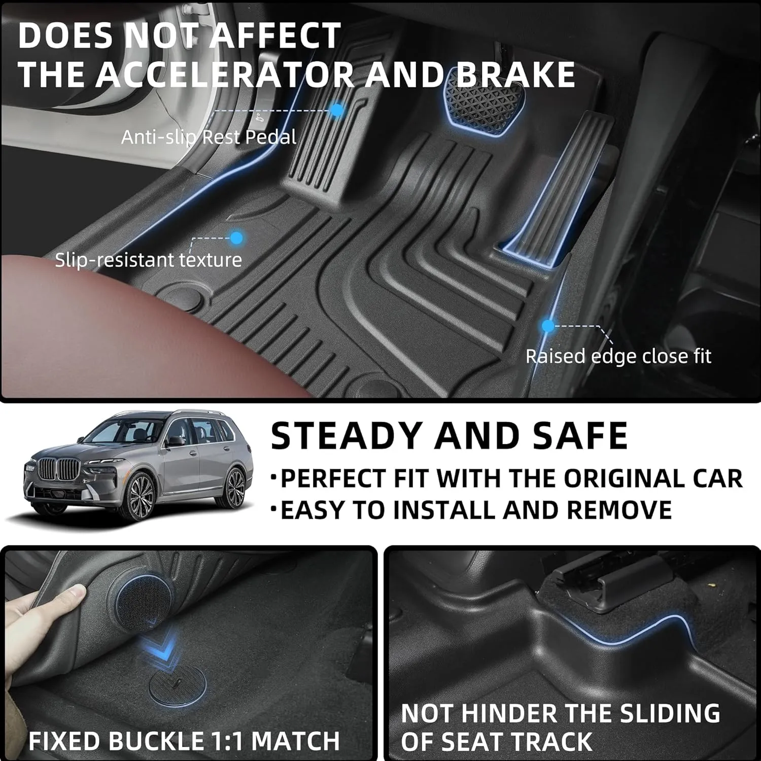 2014-2017 2018 X5 Floor Mats: AOMSAZTO All Weather Floor Mats Custom Fit 2014-2018 BMW X5(F15) / BMW X6 (F16) 2015-2019 Anti Skid Floor Liners, Black