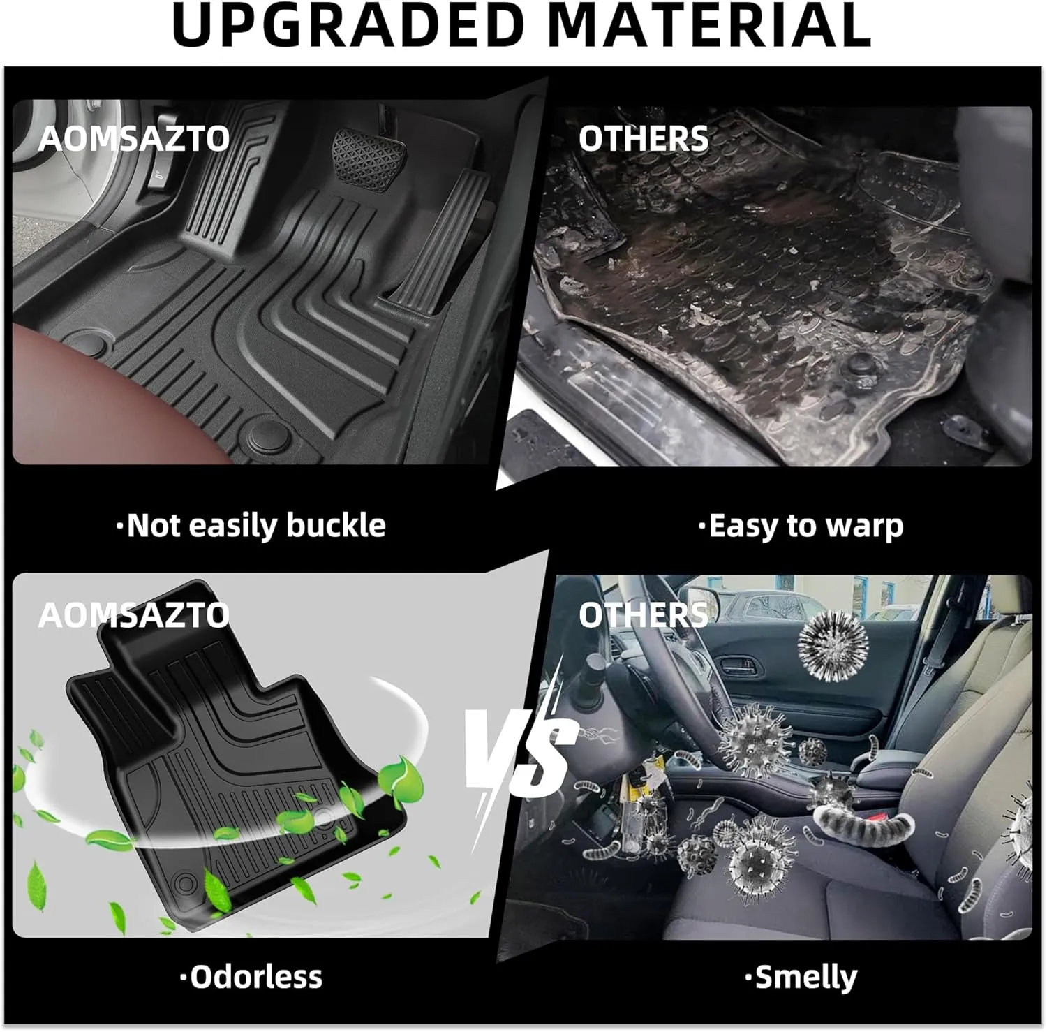2014-2017 2018 X5 Floor Mats: AOMSAZTO All Weather Floor Mats Custom Fit 2014-2018 BMW X5(F15) / BMW X6 (F16) 2015-2019 Anti Skid Floor Liners, Black