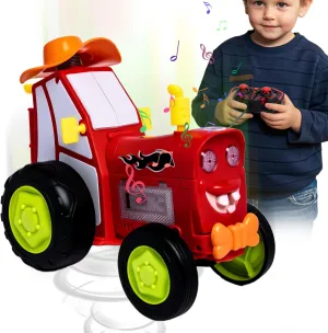 2025 Crazy Jumping Car Toys- Remote Control Truck with Light & Music, Dinosaur Toys for Kids, Scale RC Truck with 360° Spins and Drifting, Remote Control Car (Red)