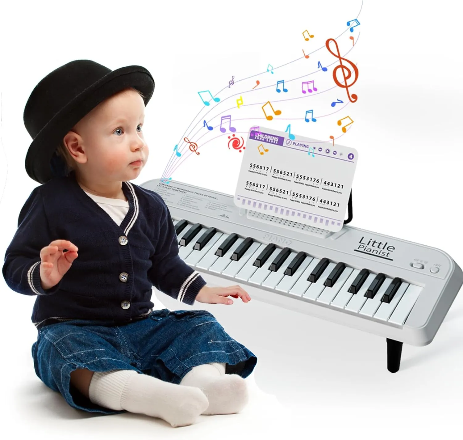2025 Upgraded Kids Piano Keyboard 37 Keys, White Portable Electronic Instrument for Toddler 1-3, Music Toys Birthday Gifts for 3 4 5 6 Year Old Boys Girls