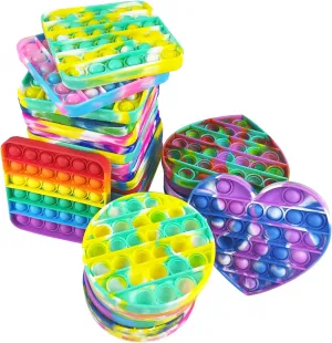20pcs Random Silicone Tie-dye Push pop Bubble Fidget Toy, Autism Special Needs Stress Reliever, Squeeze Sensory Tools to Relieve Emotional Stress for Kids Adults，Party Toys