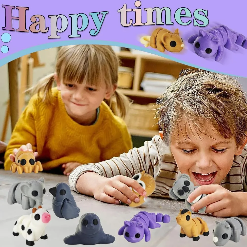 22 PCS 3D Printed Animal Dragon Mini Figurines Set, Articulated, Flexible, Exquisite Fidget Toys, Party Favors, Birthday Goodie Bag Stuffers, Students Rewards, Gift for Boys Girls Toddlers