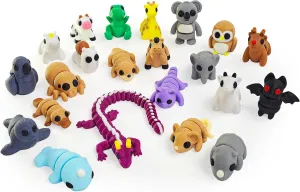 22 PCS 3D Printed Animal Dragon Mini Figurines Set, Articulated, Flexible, Exquisite Fidget Toys, Party Favors, Birthday Goodie Bag Stuffers, Students Rewards, Gift for Boys Girls Toddlers
