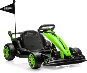 24V Go Kart, Electric Drift Kart Car with Adjustable Seat, Outdoor Ride On Toy with Variable Speed Mode, High-Speed Racing and Immersive Gaming Combo for Kids 6  Years Old