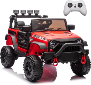 24V Ride on Toys for Kids - 400W Motor Electric Kids Car with Remote Control,MP3, Bluetooth, LED Headlight 3 Speeds, 4 Wheel Suspension, Jeeps Electric Car for Boy Girls Kid (Red)
