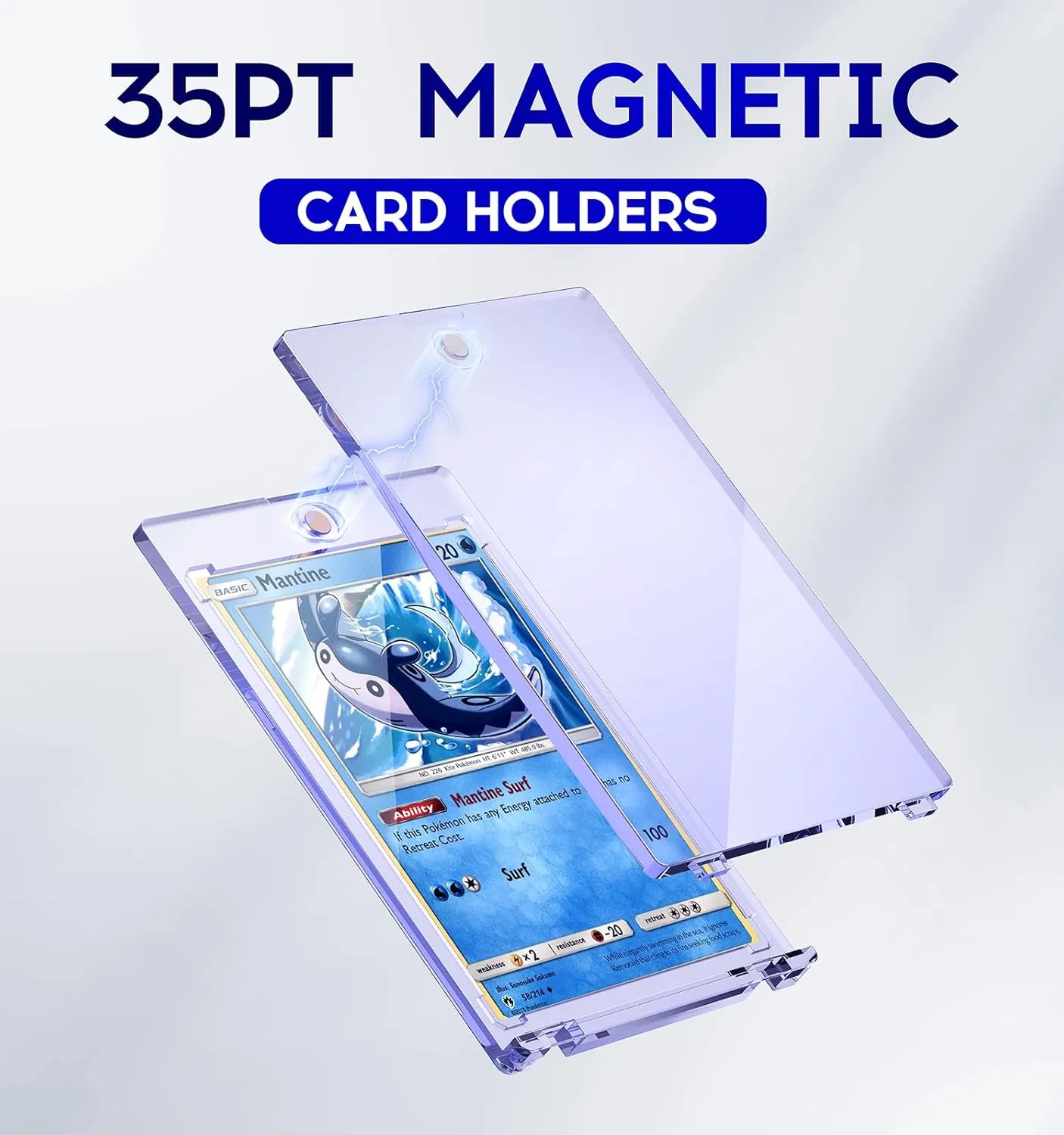 25ct Magnetic Card Holder, 35pt One Touch Card Holder, U-V Protectors Hard Plastic for Trading Cards, Magnet Case, Sports, Football, Baseball Cards Holder